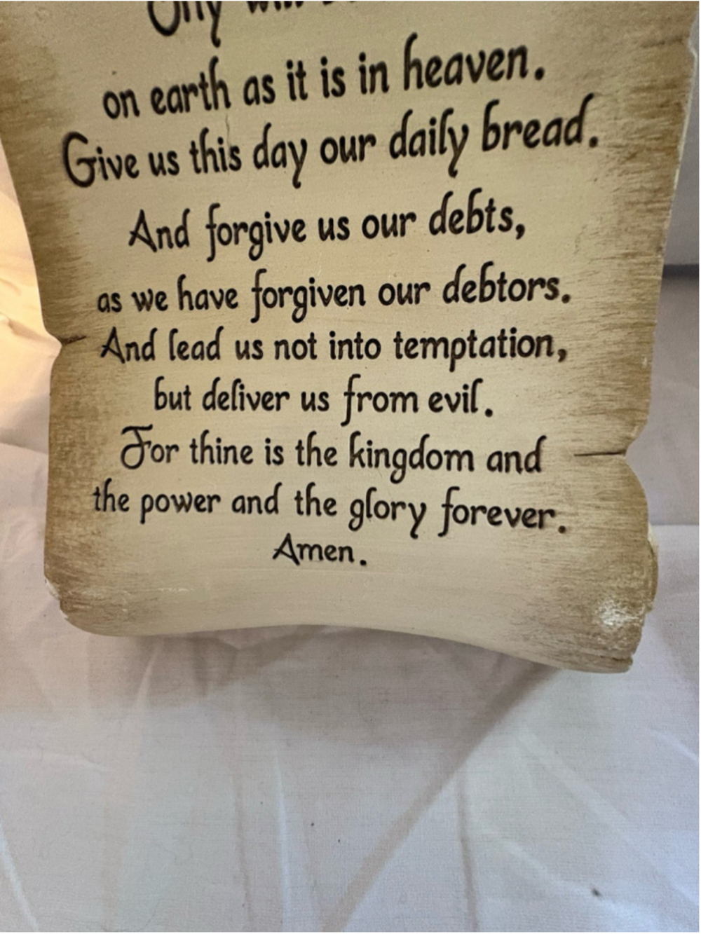The Lord's Prayer Decorative Scroll Plaque Christian Collectible 9.5”x8” - Picture 3 of 5
